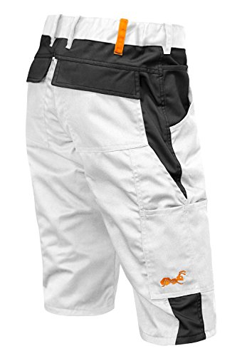 Maler Shorts Stretch Berlin Pro Herren Sommer Arbeitshose kurz Cargo Outdoor - Farbe: Weiß-Schwarz. Größe: 54 von strongAnt