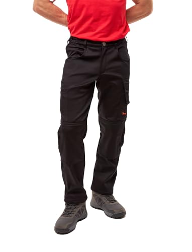 strongAnt Cargo Hose Herren Thermo Power Stretch Arbeitshose Outdoorhose mit Fleece gefüttert Winterhose - Schwarz Größe: 42 von strongAnt