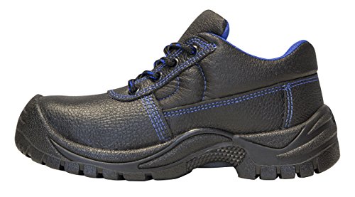 workAnt Sicherheitsschuhe S3 Leder SRC Kermen Hoch Leicht Stahlkappe & Trittschutz Arbeitsschuhe Rutschhemmend Sicherheits-Schnür-stiefel auch als Halbschuhe KERMEN, Halbschuhe-schwarz, 36EU / 3,5UK von strongAnt