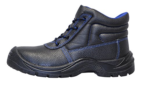 workAnt Sicherheitsschuhe S3 Leder SRC Kermen Hoch Leicht Stahlkappe & Trittschutz Arbeitsschuhe Rutschhemmend Sicherheits-Schnür-stiefel auch als Halbschuhe KERMEN, Stiefel-schwarz, 38EU / 5UK von strongAnt