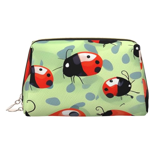 Kosmetiktasche aus Leder mit Marienkäfer-Aufdruck, für Damen, Reise-Kulturbeutel für Toilettenartikel, Kosmetiktasche von sttung