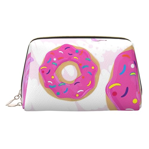 Make-up-Tasche aus Leder mit Flamingo- und Donuts-Aufdruck für Damen, Reise-Kulturbeutel für Toilettenartikel, Kosmetiktasche von sttung