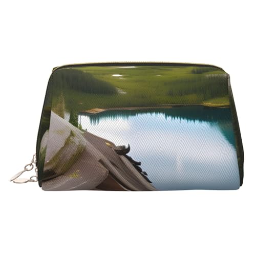 Make-up-Tasche aus Leder mit Gletscher-Nationalpark-Aufdruck, für Damen, Reise-Kulturbeutel für Toilettenartikel, Kosmetiktasche von sttung