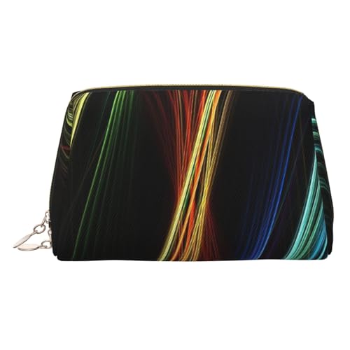 Make-up-Tasche aus Leder mit bunten Linien, Kunstdruck, für Damen, Reise-Kulturbeutel für Toilettenartikel, Kosmetiktasche von sttung