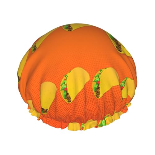 sttung Food Graphics Lustiger Druck Doppellagige Duschhaube Stilvolle Elastischer Rand Duschhaube für Damen Herren von sttung