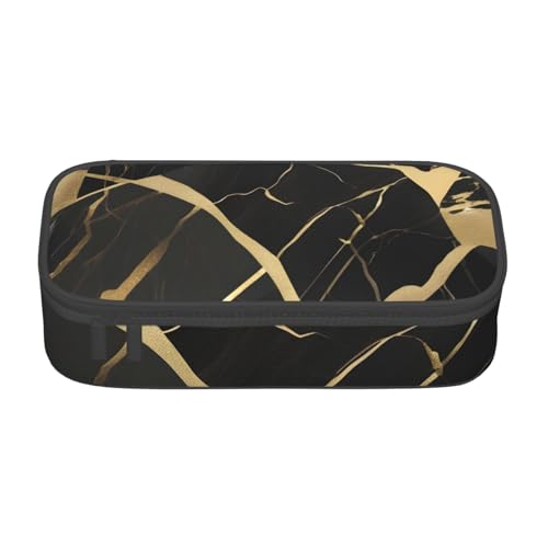 sttung Kosmetiktasche für Augenbrauenstifte, mit mehreren Fächern, Schwarz mit Marmor-Textur, goldfarben, Schwarz , Einheitsgröße von sttung