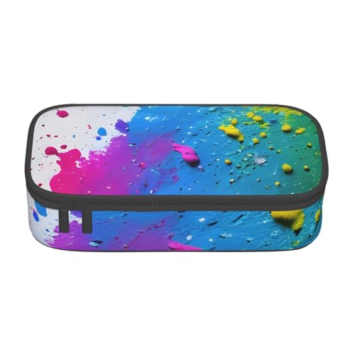 sttung Kosmetiktasche mit Farbspritzern, Hintergrunddruck, Augenbrauenstift, Kosmetiktasche mit mehreren Fächern für Reisen, Schwarz , Einheitsgröße von sttung