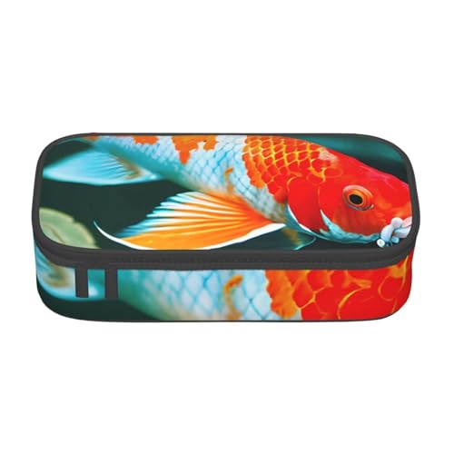 sttung Kosmetiktasche mit hübschem Koi-Fisch-Druck, Augenbrauenstift, Kosmetiktasche mit mehreren Fächern für Reisen, Schwarz , Einheitsgröße von sttung