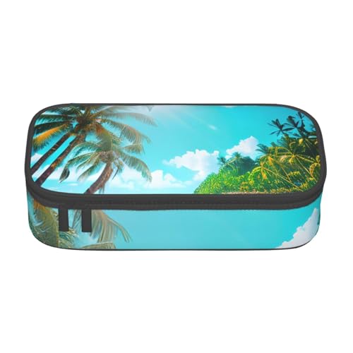 sttung Kosmetiktasche mit tropischem Ozean-Strand-Motiv, Augenbrauenstift, Kosmetiktasche mit mehreren Fächern für Reisen, Schwarz , Einheitsgröße von sttung