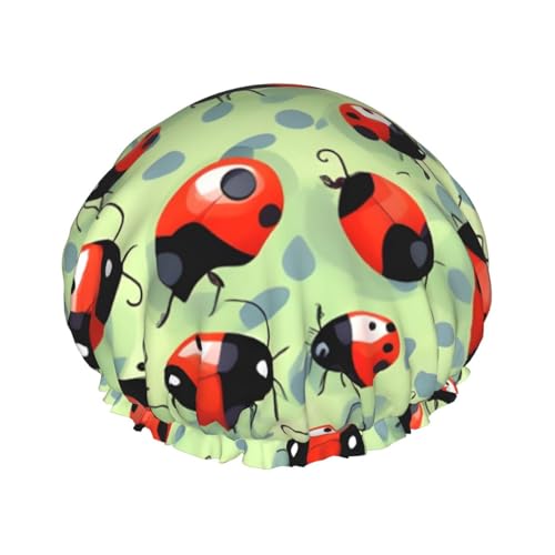 sttung Ladybugs Cartoon Print Doppellagige Duschhaube Stilvolle Elastischer Rand Duschhaube für Damen Herren sttung Ladybugs Cartoon Print Doppellagige Duschhaube Stilvolle Elastischer Rand Duschhaube für Damen Herren von sttung