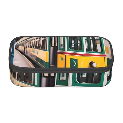 sttung Lisbon Tram Grafikdruck Augenbrauenstift Kosmetik Aufbewahrungstasche mit mehreren Fächern für Reisen, Schwarz , Einheitsgröße von sttung