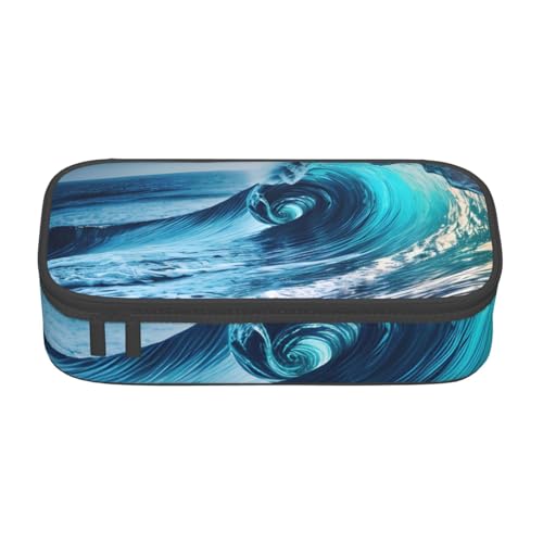sttung Ocean Sea Wave Print Augenbrauenstift Kosmetik Aufbewahrungstasche mit mehreren Fächern für Reisen, Schwarz , Einheitsgröße von sttung