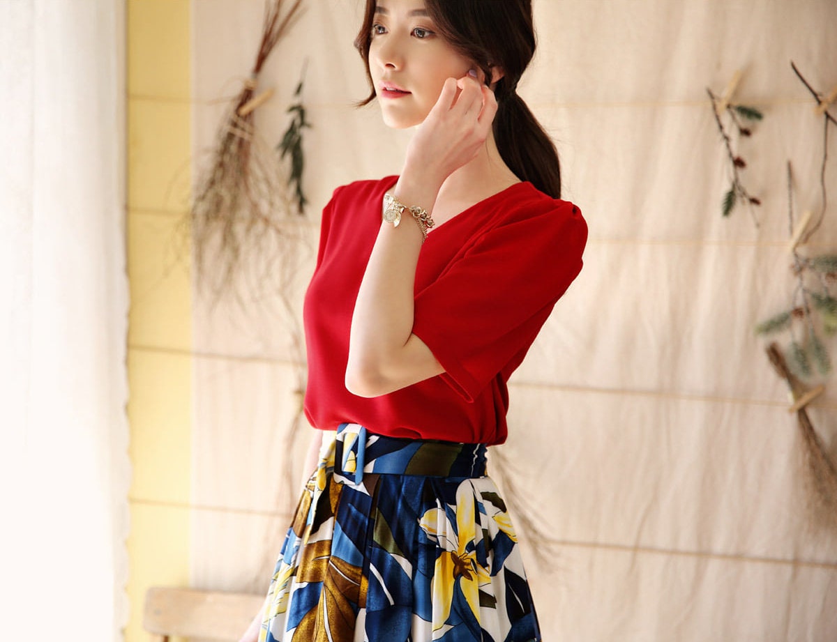 Frühling Sommer Kurzarm V-Ausschnitt Bluse/Korean Style Frauen Kleidung Puffärmel Büro Look Top Jeden Tag Weiche Plus Size von studio731