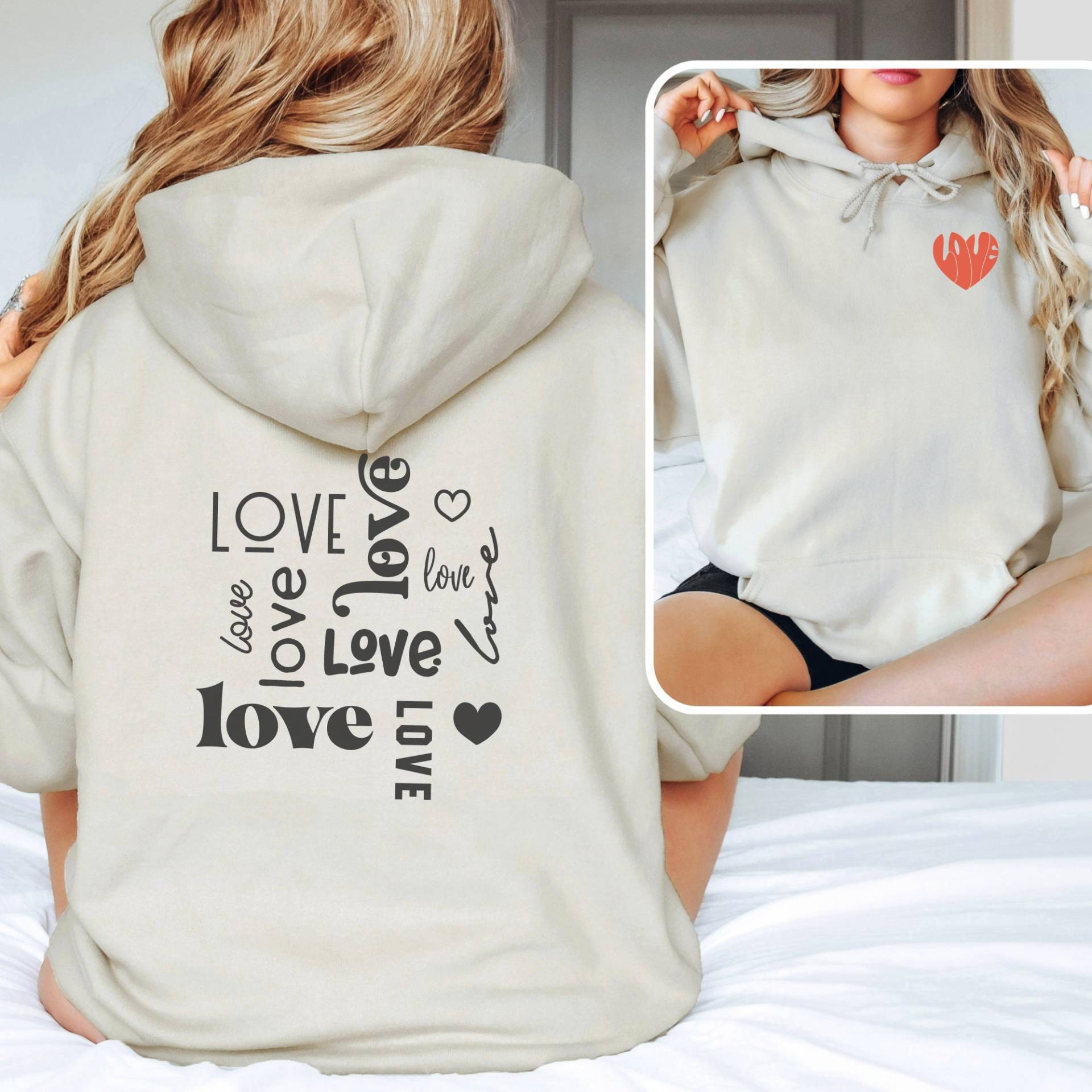Hoodie With Different Love Patterns On The Back Hoodie With Different Love Patterns On The Back von studio7eleven