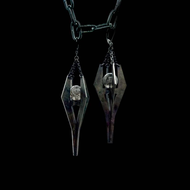 Orthanc Ohrringe/Klingenturm Rutilquarz Und Silberohrringe von studioSOMBRE