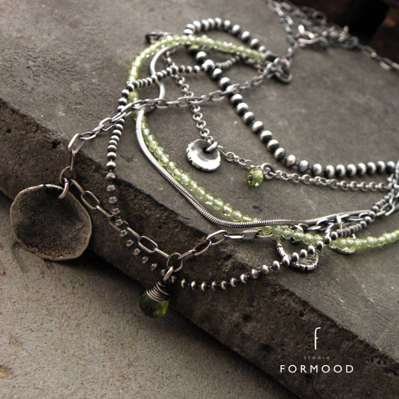 Oxidierte Sterling Silber Halskette Aquamarin Oder Peridot Edelstein von studioformood