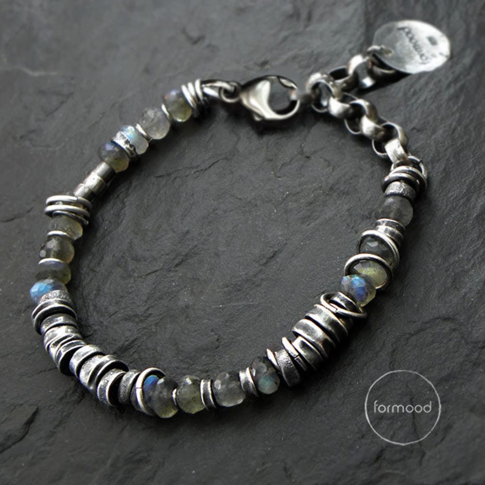 Oxidiertes Sterling Silber Und Labradorit - Armband Unisex von studioformood