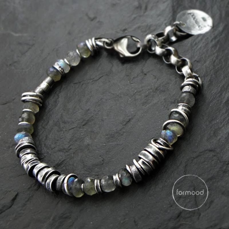 Oxidiertes Sterling Silber Und Labradorit - Armband Unisex von studioformood