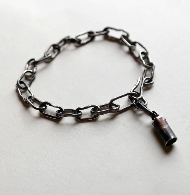 Handgearbeitetes Sterling Silber Armband, 925 Schmuck, Oxidiertes Silber, Rohsilber von studiokolor