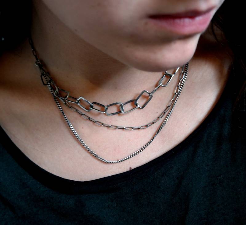 Handgemachte Silberkette, Oxidierte Gehämmerte Kette, 925 Sterling Silber Halskette Handgemachte Silberkette, Oxidierte Gehämmerte Kette, 925 Sterling Silber Halskette von studiokolor