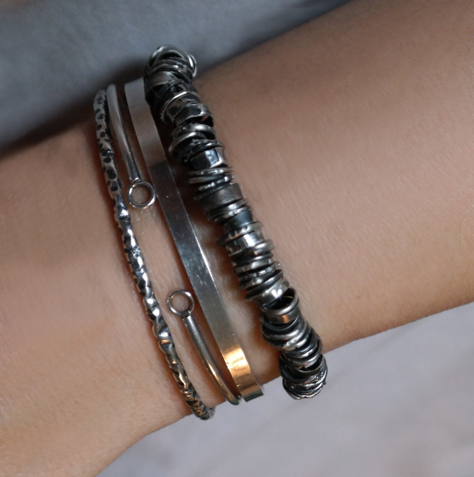Silber 925 Boho Armband, Handgemachtes Sterling Silber, Stapelbares Statement Schmuck Silber 925 Boho Armband, Handgemachtes Sterling Silber, Stapelbares Statement Schmuck von studiokolor