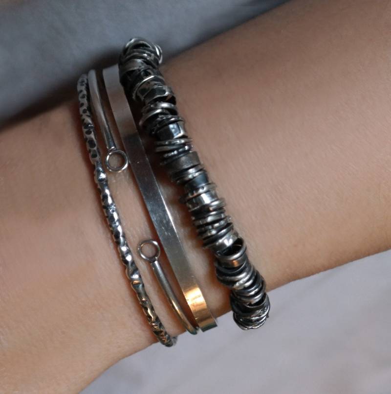 Silber 925 Boho Armband, Handgemachtes Sterling Silber, Stapelbares Statement Schmuck von studiokolor