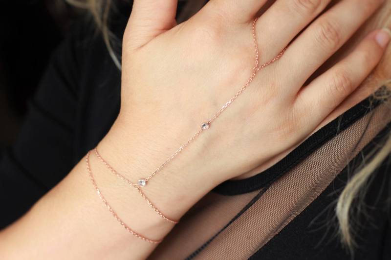 925Er Silber Handkettenarmband Vergoldetes Ringarmband von studiomirage