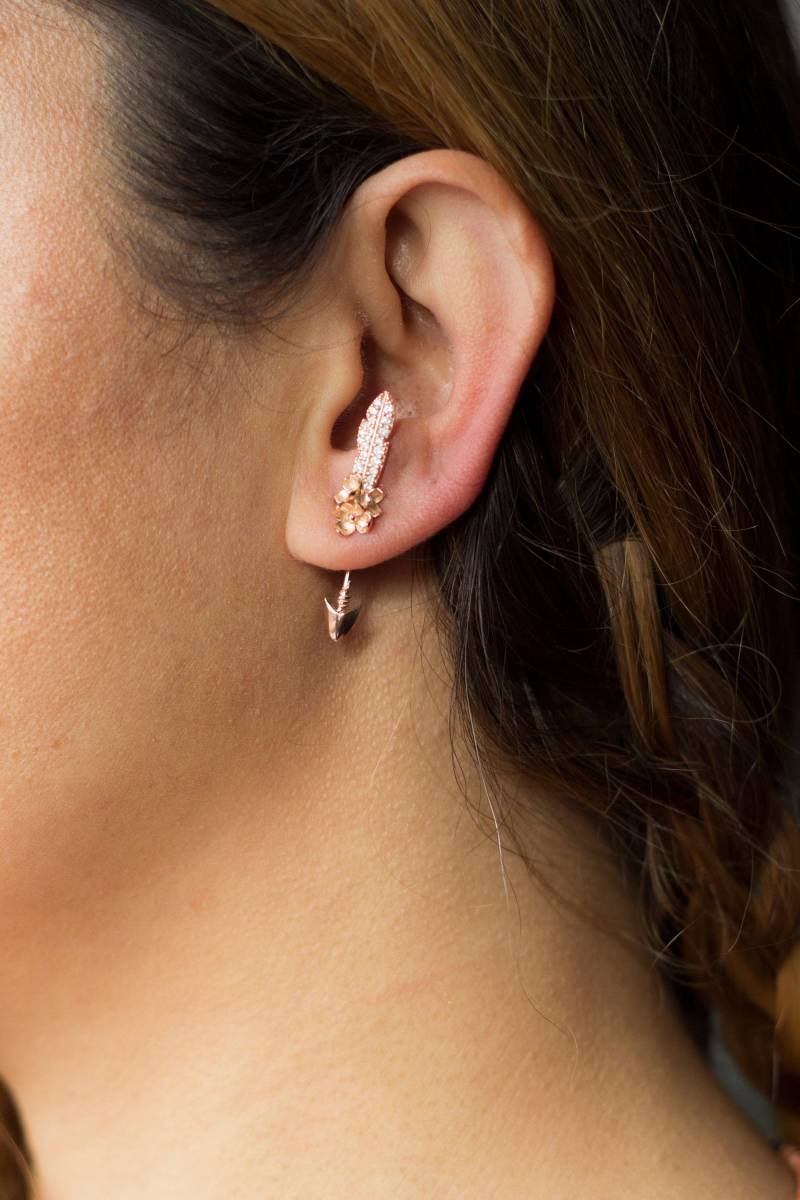 Blumen Pfeil Jacke Ohrringe Sterling Silber, 14K Gold Blumen Pfeil Jacke Ohrringe Sterling Silber, 14K Gold von studiomirage