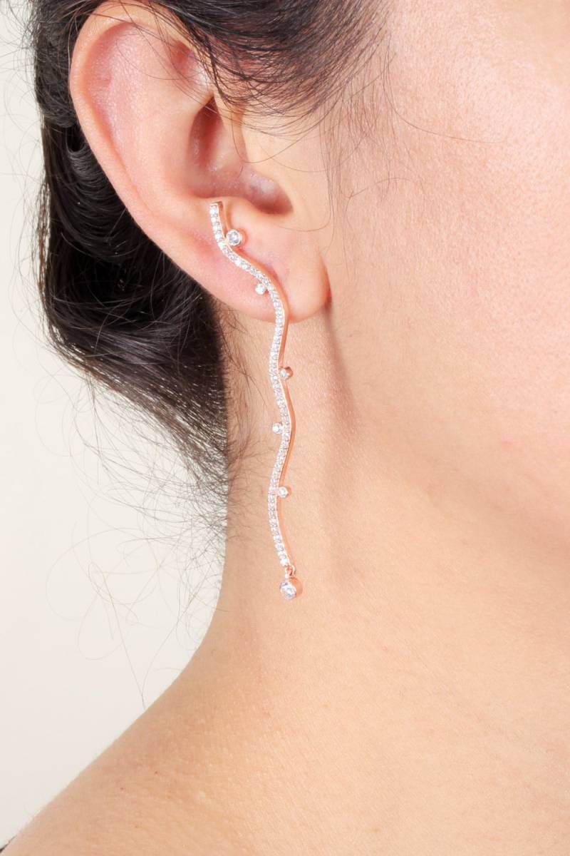 Efeu-Ohrringe Aus Sterlingsilber, Cubic Zirkonia Und Rosegold Plattiert/Paar Efeu-Ohrringe Aus Sterlingsilber, Cubic Zirkonia Und Rosegold Plattiert/Paar von studiomirage