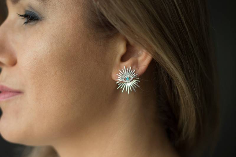 Evil Eye Ear Jackets/sterling Silber von studiomirage