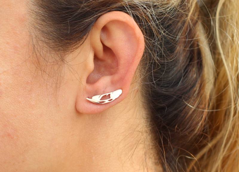 Feder Ohrmanschetten/Stimmungsschmuck Sterling Silber Boho Schmuck von studiomirage