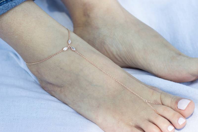 Fußkettchen Zehenring/Fußkette Sterling Silber Handgemachter Schmuck von studiomirage