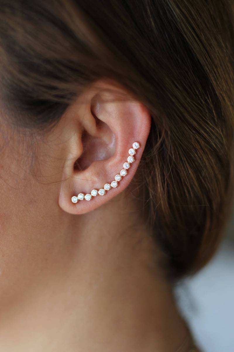 Ohr Kletterer/14K Gold 925 Silber Paar Ohr Kletterer/14K Gold 925 Silber Paar von studiomirage