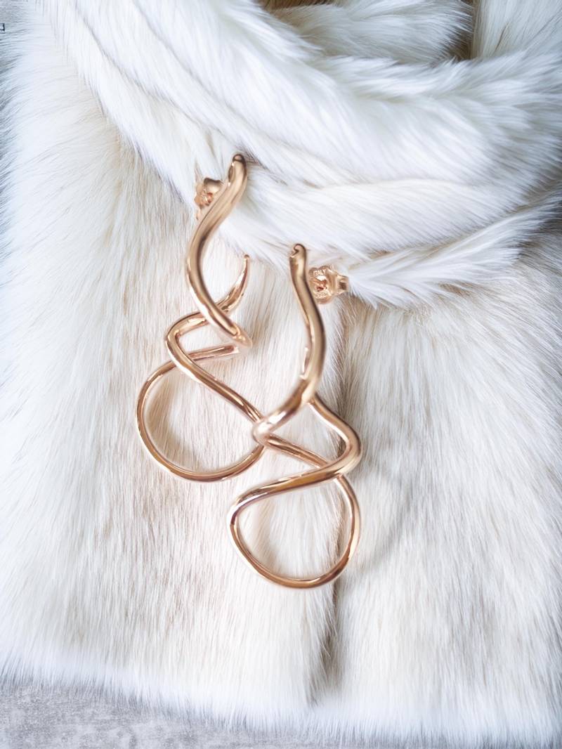 Ohrringe Schlange/14K Gold 925Er Silber Paar von studiomirage