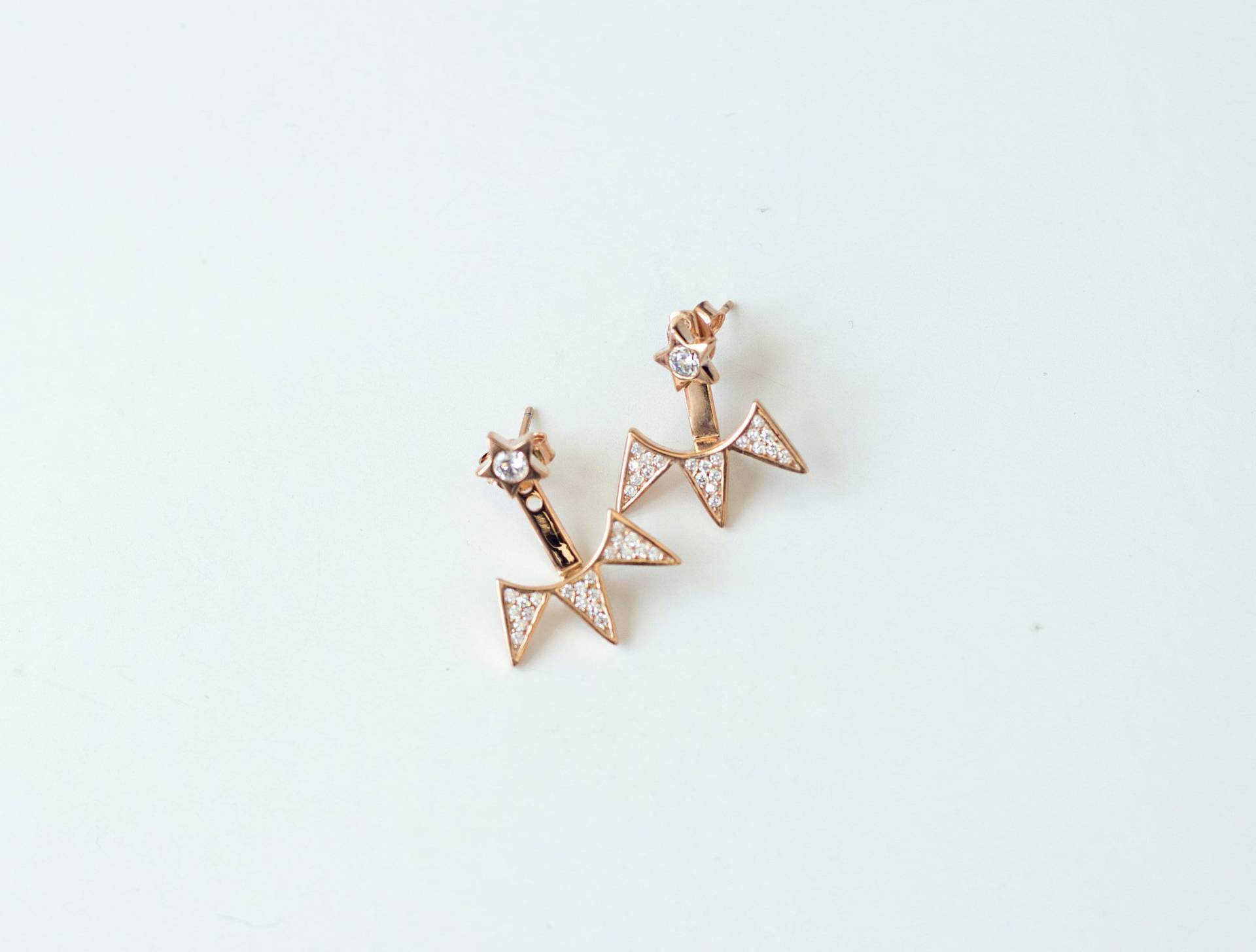 Rose Gold Plated Spike Ear Jackets Sterling Silber Stern Ohrstecker Rose Gold Plated Spike Ear Jackets Sterling Silber Stern Ohrstecker von studiomirage