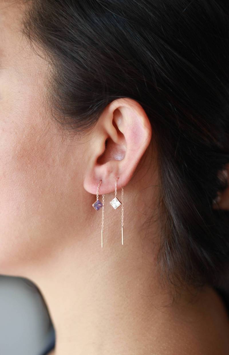 Rose Gold Plated Sterling Silber Threader Ohrringe Rose Gold Plated Sterling Silber Threader Ohrringe von studiomirage