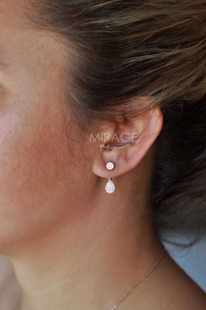 Silberne Tropfen Jacken Ohrringe , 14K Gold/925Er Silber Paar Silberne Tropfen Jacken Ohrringe , 14K Gold/925Er Silber Paar von studiomirage