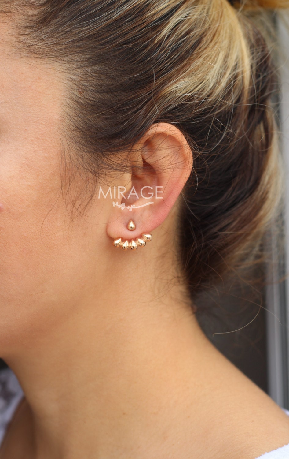 Tear Drops Ear Jackets, 14K Gold/925 Silber Moderne Ohrringe Paar Tear Drops Ear Jackets, 14K Gold/925 Silber Moderne Ohrringe Paar von studiomirage