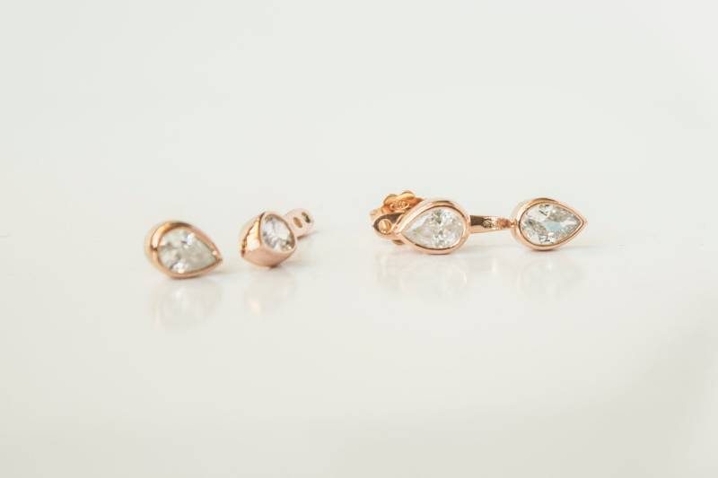 Tear Drops Ear Jackets/14K Gold Paar Tear Drops Ear Jackets/14K Gold Paar von studiomirage
