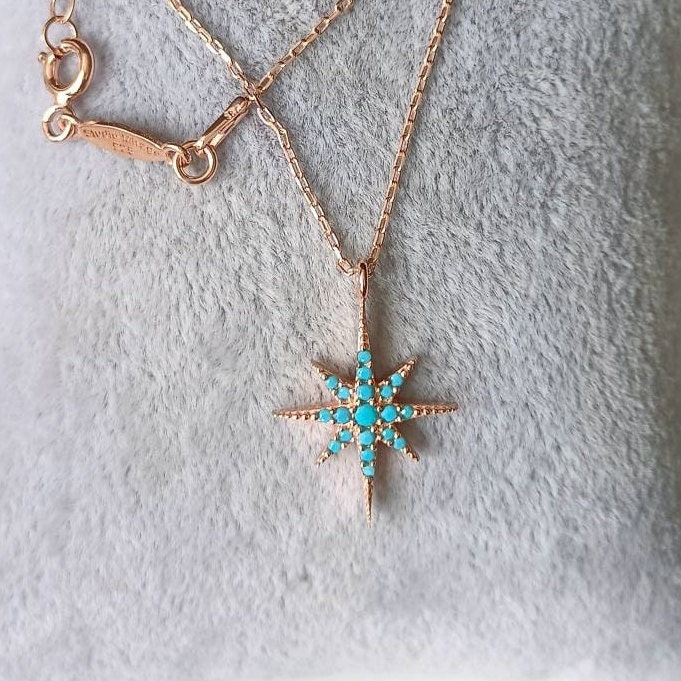 Türkis Nordstern Kette 14K Gold, 925 Sterling Silber von studiomirage