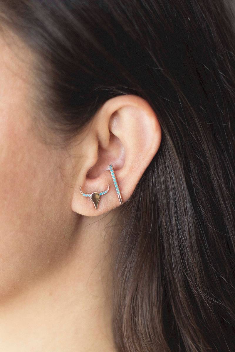 Türkis Stier Schädel Ohrringe Set Rosegold Sterling Silber von studiomirage