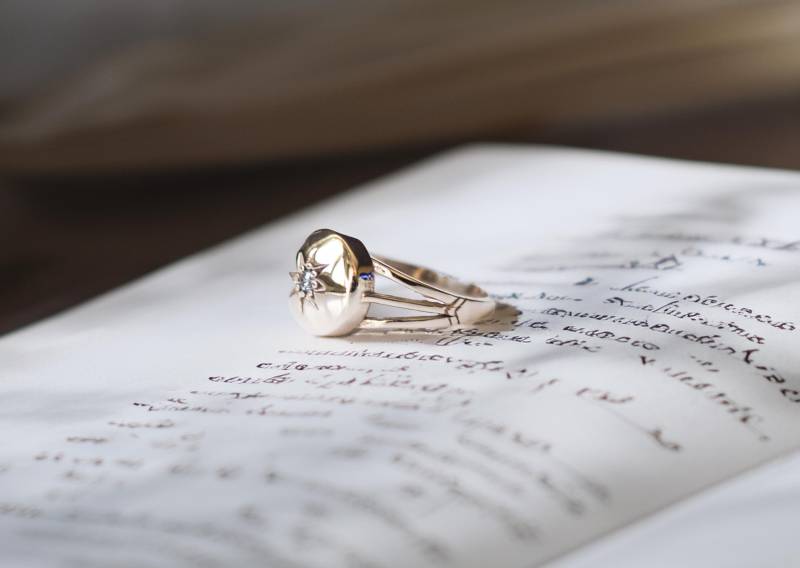 Vintage Stil Nordstern Ring/14K Gold 925 Silber von studiomirage