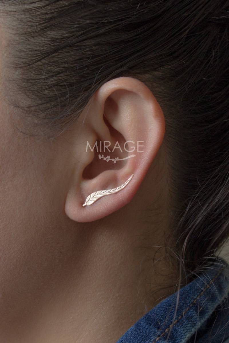 sterling Silber Blatt Ohr Kletterer Ohrringe Boho Manschetten sterling Silber Blatt Ohr Kletterer Ohrringe Boho Manschetten von studiomirage
