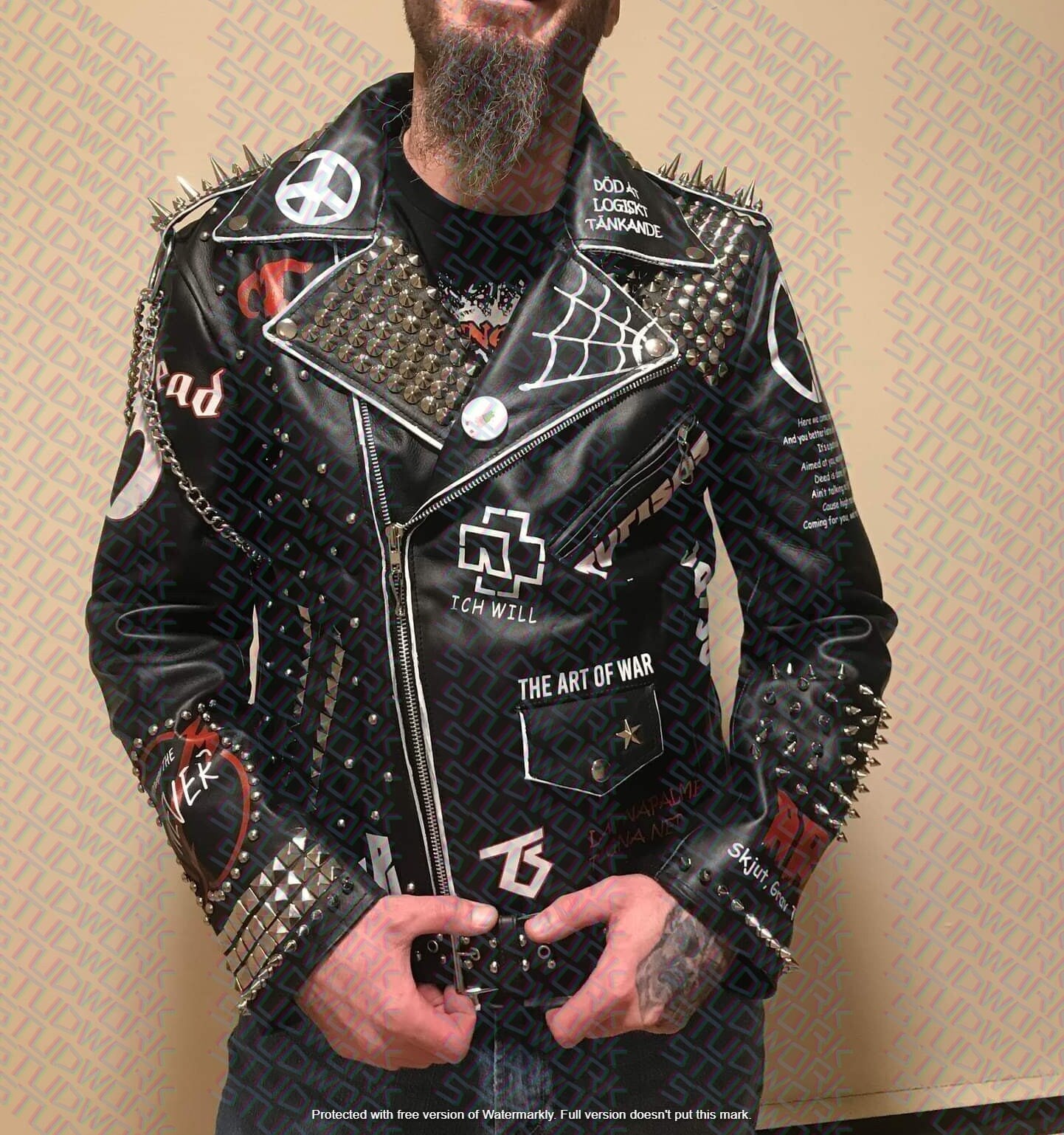 Personalisierte Herren Multi-Studded Premium Leder Biker Patches Gothic Steampunk Fashion Brando Jacke von studwork