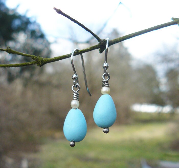 Robins Egg Handgefertigte Ohrringe Aus Fimo von stufandnonsense