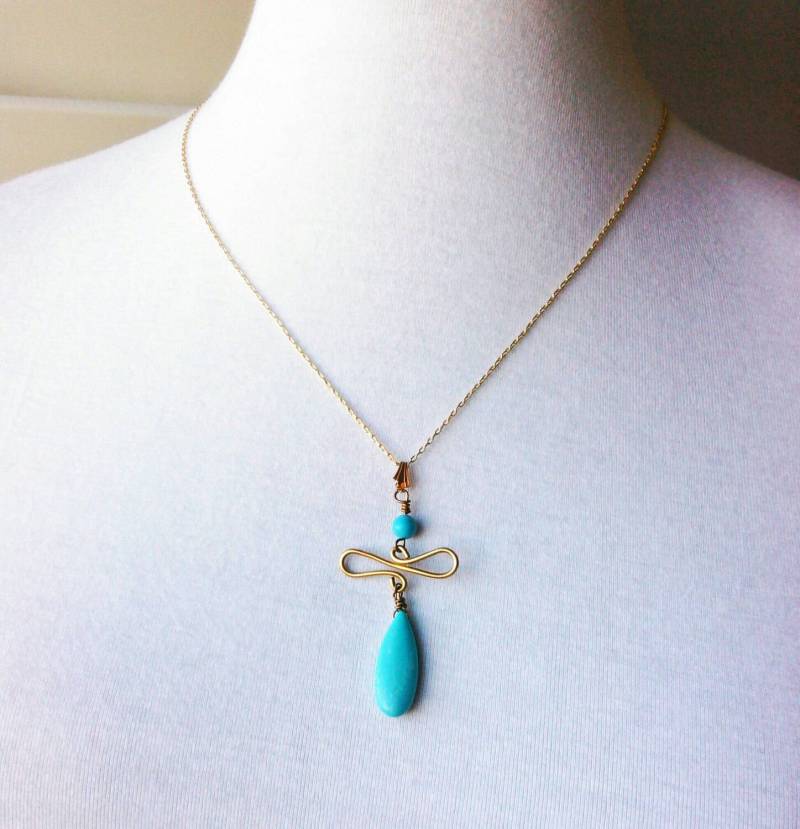 Türkis Howlite Und Draht Anhänger von stufandnonsense