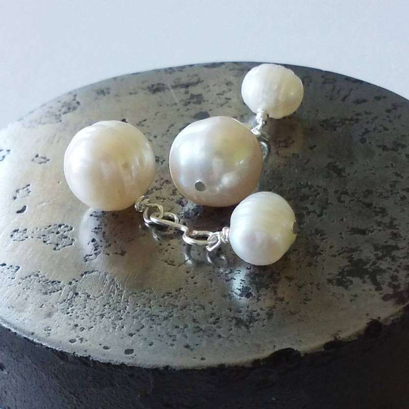 Weiße Süßwasserperle Manschettenknöpfe von stufandnonsense