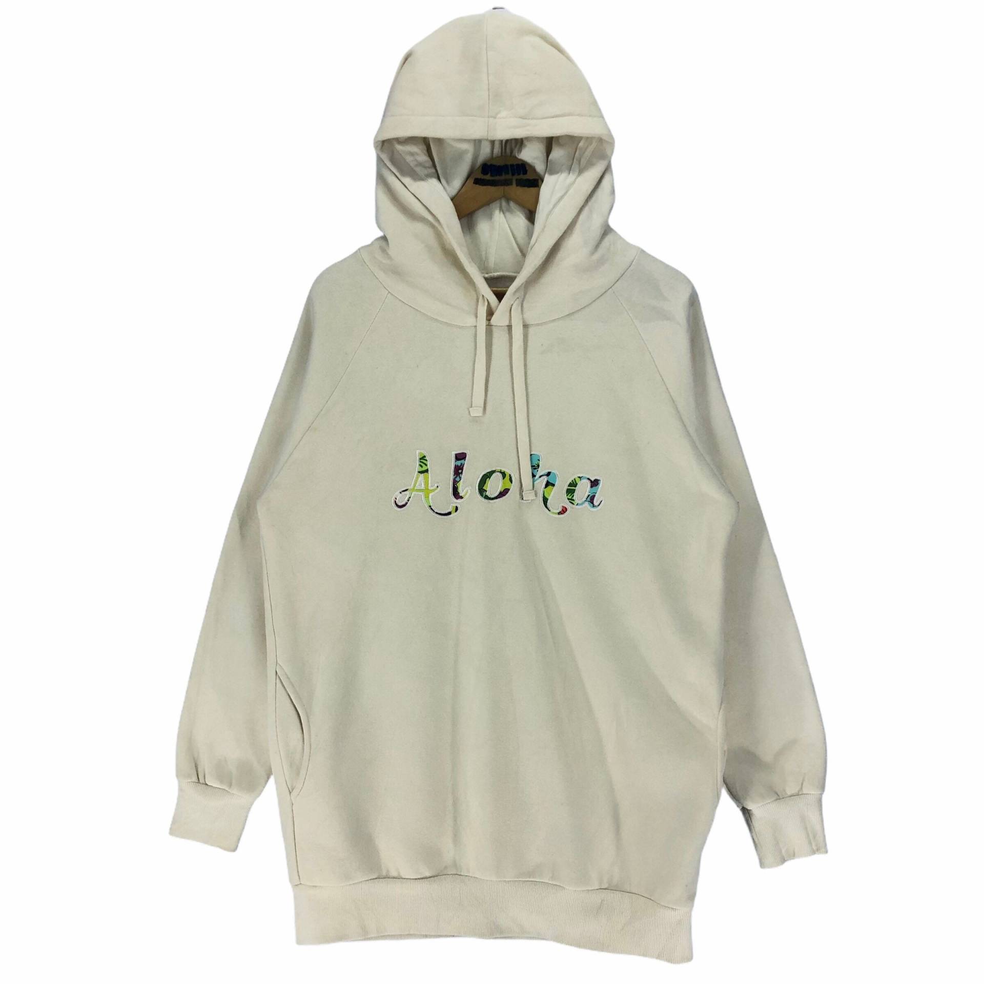 Aloha Anden Hud Oversized Kleid Hoodie Pullover Stickerei Sweatshirt Streetwear Hawaii Größe M von stuffofnatureandarts