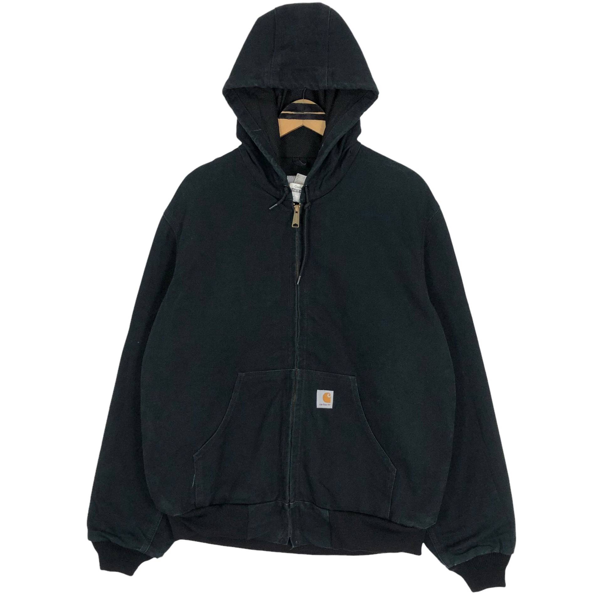 Carhartt Fit Firm Duck Thermo Gefütterte Aktivjacke Wasserabweisende Windbeständige Baumwolle Hoodie Voller Reißverschluss Untere Fronttaschen von stuffofnatureandarts