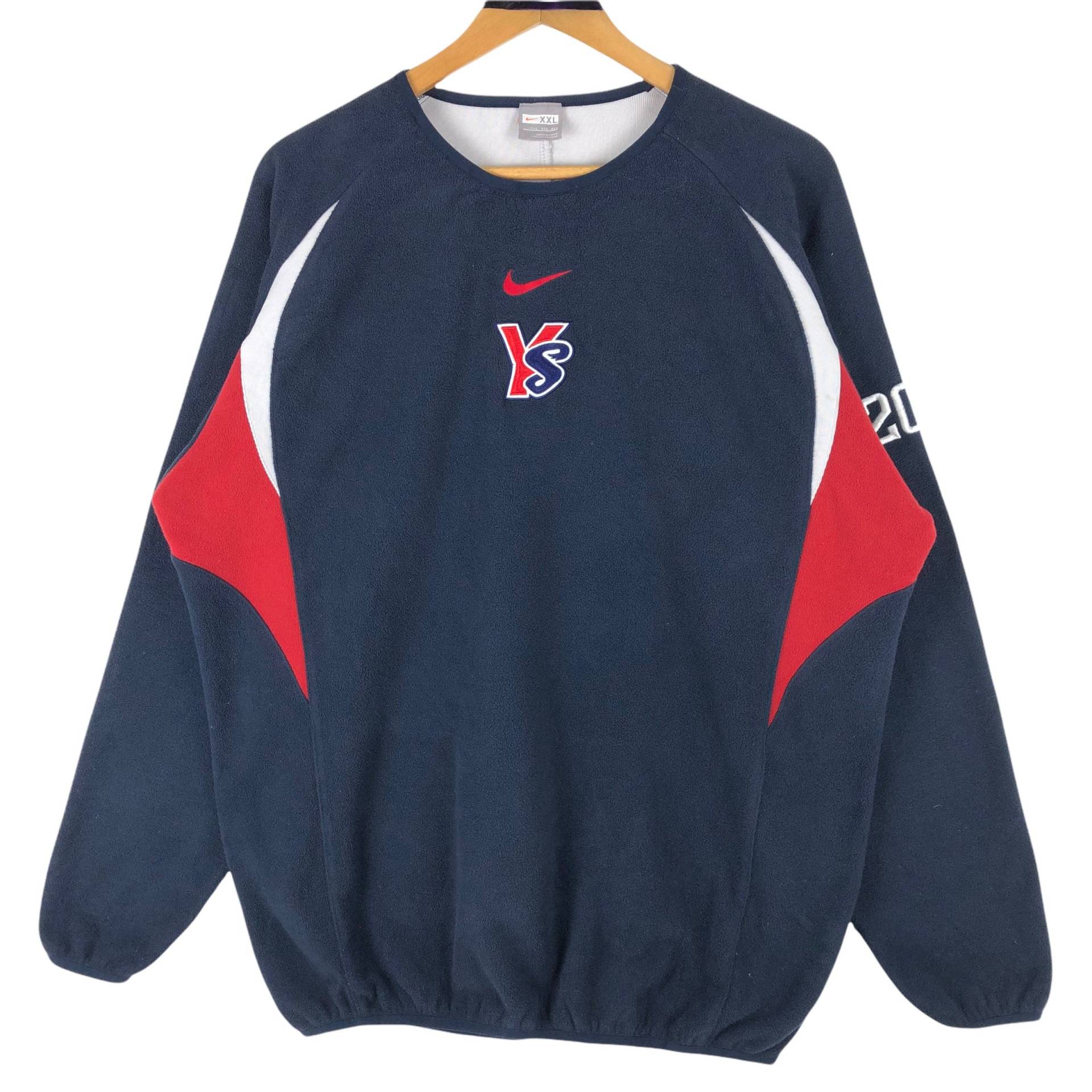 Vintage Nike Swoosh Ys Crewneck Fleece Pullover Sweatshirt Spell Out Big Logo Stickerei Oversized Sportswear Streetwear Größe Xl von stuffofnatureandarts